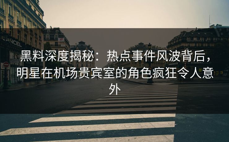 黑料深度揭秘：热点事件风波背后，明星在机场贵宾室的角色疯狂令人意外