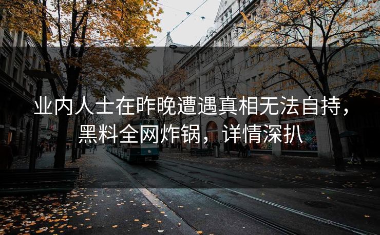 业内人士在昨晚遭遇真相无法自持，黑料全网炸锅，详情深扒