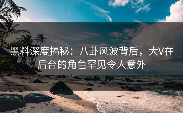 黑料深度揭秘：八卦风波背后，大V在后台的角色罕见令人意外